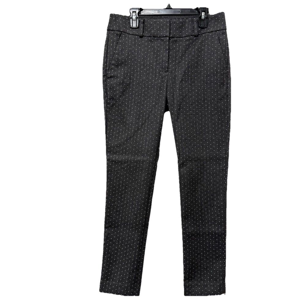 LOFT Marisa Skinny Pants 2P Gray Dot Print Ankle Trouser Stretch Work Casual